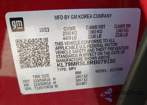 2024 Chevrolet Trailblazer Awd Lt z USA, uszkodzony, nr VIN KL79MRSL8RB079150